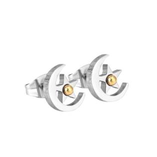 OPN1064-02 Ocelové náušnice měsíc a hvězda