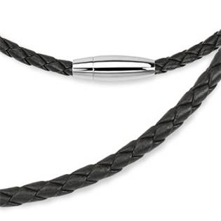 LR1125 Kožená splétaná šňůrka černá, délka 50 cm