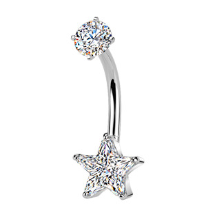BS1072 Ocelový piercing do pupíku hvězda