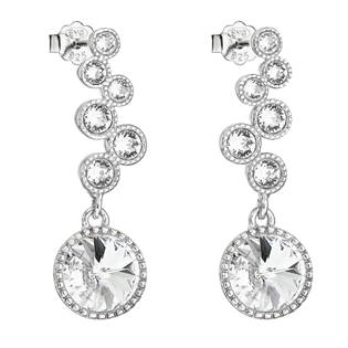 EG2530-CR Stříbrné náušnice visací s krystaly Swarovski bílé kulaté