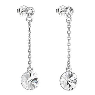 EG2533-CR Stříbrné náušnice visací s krystaly Swarovski bílé kulaté