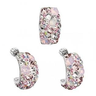 EG3003-MR Stříbrný set náušnic a přívěšku s krystaly Crystals from Swarovski®, Magic Rose