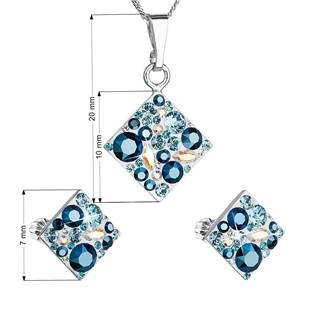 EG3053-AQ Sada šperků - čtverce s kameny Crystals from Swarovski® Aqua