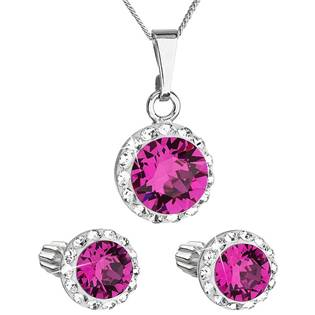 EG3183-F Sada šperků s krystaly Swarovski náušnice a přívěsek, Fuchsia