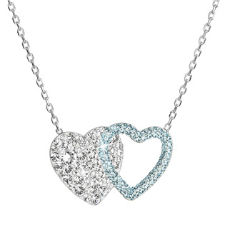 EG4325 Stříbrný náhrdelník dvojité srdce se Swarovski krystaly