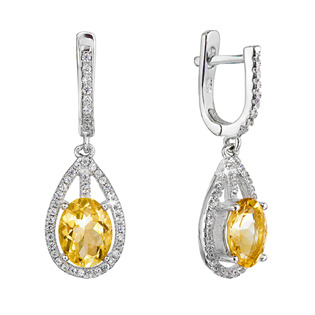EG9087 Stříbrné náušnice se žlutým zirkonem citrine