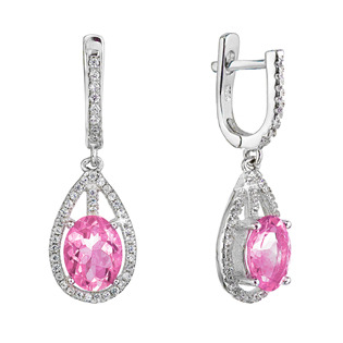 EG9088 Stříbrné náušnice s růžovým zirkonem rose