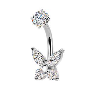 BS1066 Ocelový piercing do pupíku motýlek