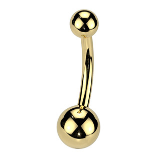 BS01017-161046 Pozlacený piercing do pupíku - banánek malý, 1,6x10 mm, kuličky 4 a 6 mm