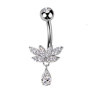 TB008 Piercing do pupíku - TITAN + bižuterie