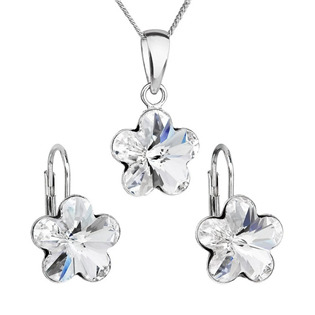 EG3057-CR Sada stříbrných šperků s kytičkami Crystals from Swarovski® Crystal