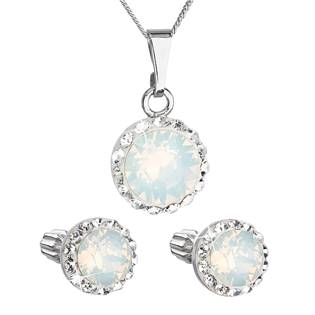 EG3183-WOP Sada šperků s krystaly Swarovski náušnice, řetízek a přívěšek bílé opálové kulaté 39352.7