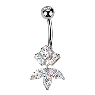 TB009 Piercing do pupíku - TITAN + bižuterie