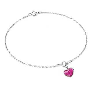 NB-0206-FU Stříbrný náramek se srdíčkem Crystals from Swarovski® Fuchsia