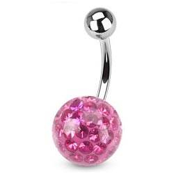 BS01015P-10 Piercing do pupíku s kamínky Crystals From Swarovski® ROSE