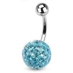 BS01015Q-10 Piercing do pupíku s kamínky Crystals From Swarovski® AQUA