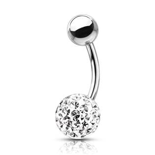 BS1003C-10 Piercing do pupíku s kamínky Crystals From Swarovski® kulička 8mm