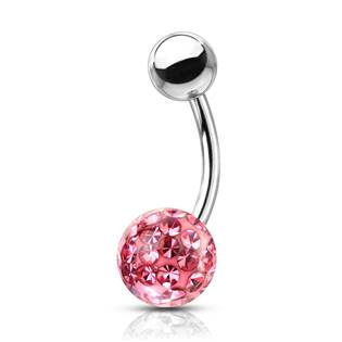 BS1003P-08 Piercing do pupíku s kamínky Crystals From Swarovski® kulička 8mm
