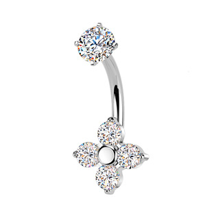 BS1067 Ocelový piercing do pupíku kytička