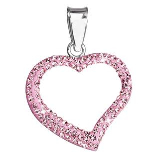 EG1021-PK Stříbrný přívěšek srdíčko s krystaly Crystals from Swarovski®, Light Pink