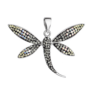 EG1027-ML Stříbrný přívěšek vážka krystaly Crystals from Swarovski®