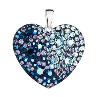 EG1133-BS Stříbrný přívěsek s krystaly Swarovski modré srdce blue style