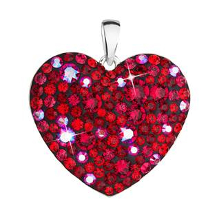 EG1133-CH Stříbrný přívěsek s krystaly Swarovski červené srdce cherry