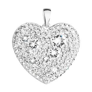 EG1133-CR Stříbrný přívěsek s krystaly Swarovski bílé srdce