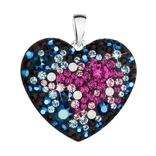 EG1133-GX Stříbrný přívěsek s krystaly Swarovski mix barev srdce galaxy