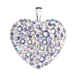 EG1133-VI Stříbrný přívěsek s krystaly Swarovski mix barev srdce violet