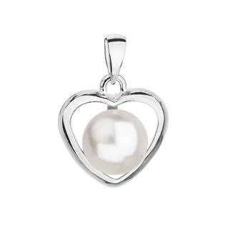 EG1142-WH Stříbrný přívěsek srdce s perlou Crystals from Swarovski