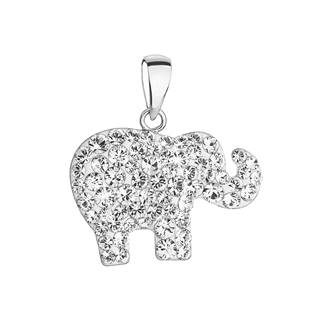 EG1148-CR Stříbrný přívěšek slon s krystaly Crystals from Swarovski