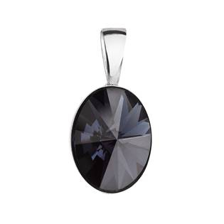 EG1150-SN Stříbrný přívěšek ovál Crystals from Swarovski® SILVER NIGHT