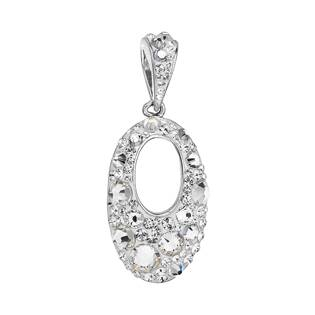 EG1162 Stříbrný oválný přívěsek se Swarovski krystaly