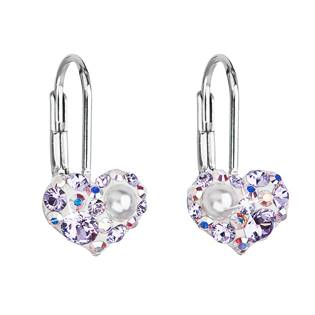 EG2003-VIAB Dívčí stříbrné náušnice srdíčka s krystaly Crystals from Swarovski® VIOLET AB