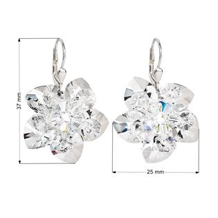 EG2037-CR Stříbrné náušnice visací s krystaly Swarovski bílá kytička