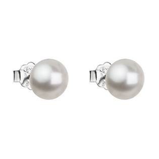 EG2080-WH Stříbrné náušnice s perličkami Crystals from Swarovski® WHITE