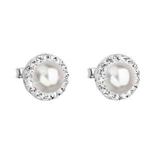 EG2090-CR Stříbrné náušnice s perlami a kamínky Crystals from Swarovski® Crystal