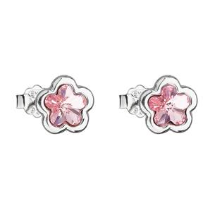 EG2511-LR Stříbrné náušnice kytičky Crystals from Swarovski® Light Rose