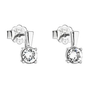 EG2520-CR Stříbrné náušnice pecka s krystaly Swarovski bílé kulaté