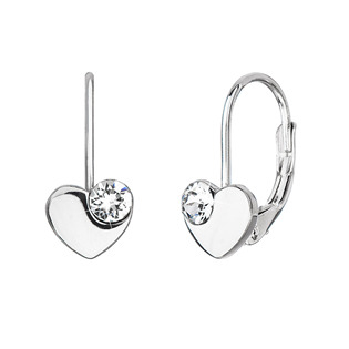 EG2886-CR Stříbrné náušnice srdíčka se Swarovski krystaly, Crystal
