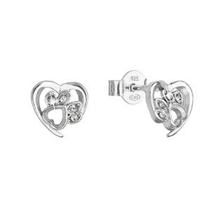 EG2908 Stříbrné náušnice pecky s krystaly Swarovski psí tlapky