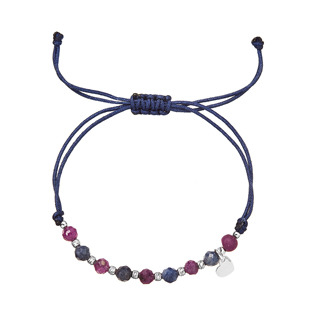 EG3538 Textilní náramek fialový s korálky ruby a natural sapphire