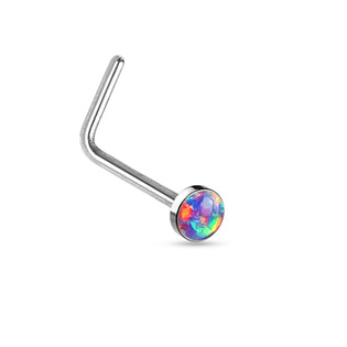 N0016-OP38 Zahnutý piercing do nosu - fialový opál