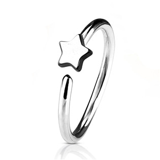 N0053-ST Piercing do nosu/ucha kruh s hvězdou