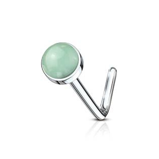 N0094-JD Zahnutý piercing do nosu - jadeit