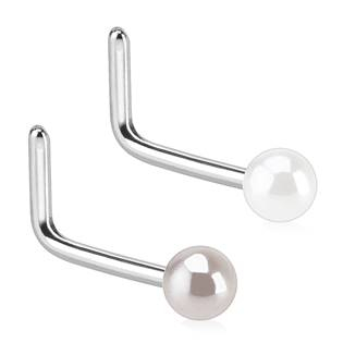 N01049P Zahnutý piercing do nosu perlička