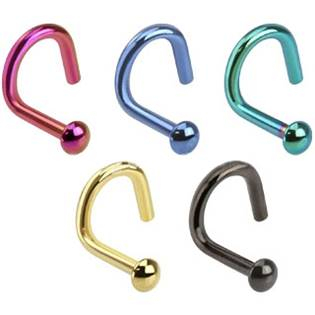 N01148B Zahnutý piercing do nosu - půlkulička