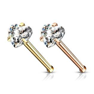N0135GD Zlacený piercing do nosu srdíčko