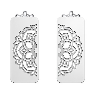 NA1559 Stříbrné náušnice mandala v obdélníku